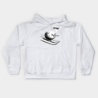 Downhill Skiwi Kiwi Bird Kids Hoodie